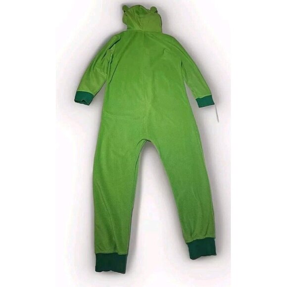 Green Angry Birds Pig Unisex Hooded Fleece Pajama One Piece Size 10 Youth - Picture 4 of 5